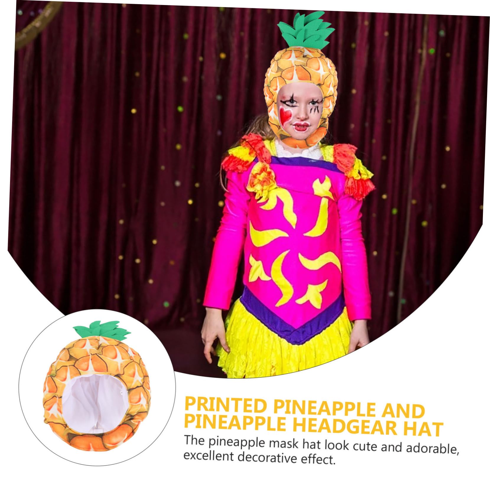 CHILDWEET Sombrero de Máscara de Piña de Peluche Amarillo Pp Algodón | Accesorio para Fotos y Fiestas de Disfraces, Diseño Lindo para Niños, Acabado Delicado