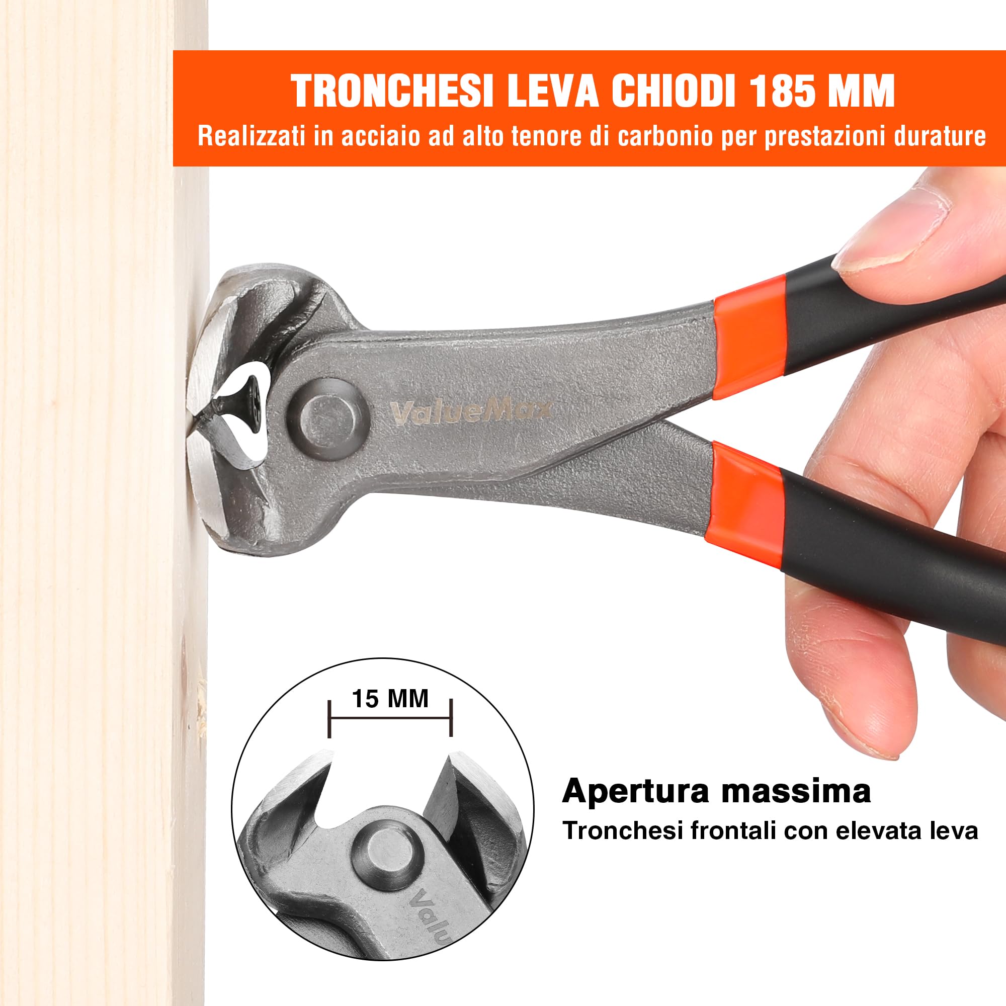 ValueMax Set di Strumenti per Rimuovere Graffette, 3 Pezzi, Estrattore Per Chiodi da 185 mm, Pinza per Chiodi a U e V da 200 mm, Strumento per Estrattore di Chiodi per Mobili di Pneumatici in Legno