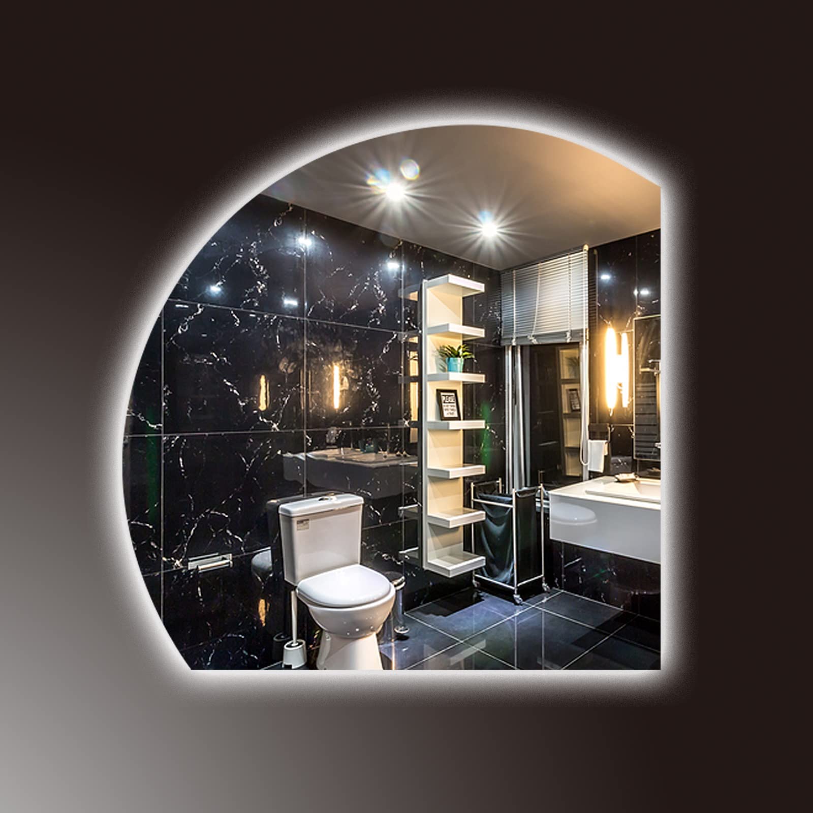 ZABBUS Led irregular semicircle bathroom mirror，wall mounted makeup mirror，vanity with lights mirror，Touch Switch， 3 Colors Dimmable Brightness, Energy -saving. (Color : A+3colors, Size : 90)