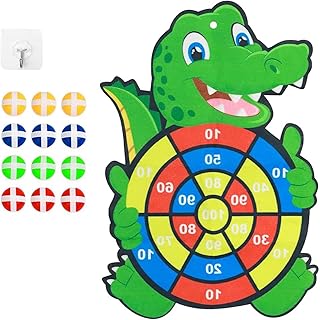 Kids Dart Board, 3-8 Year Old Boys Outside Toys, 41.5x29cm/16.3x11.4in Magnetic Dart Board with 12 Sticky Balls, Dinosaur ...