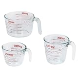 Essentials &lpar;3-Pack&rpar; Glass Measuring Cups Set&comma; &lpar;1&comma; 2 & 4 Cup&rpar; Measuring Cups For Prepping&comma; Baking and Cooking&comma; Preheated Oven&comma; Dishwasher&comma; Freezer&comma; and Microwave Safe