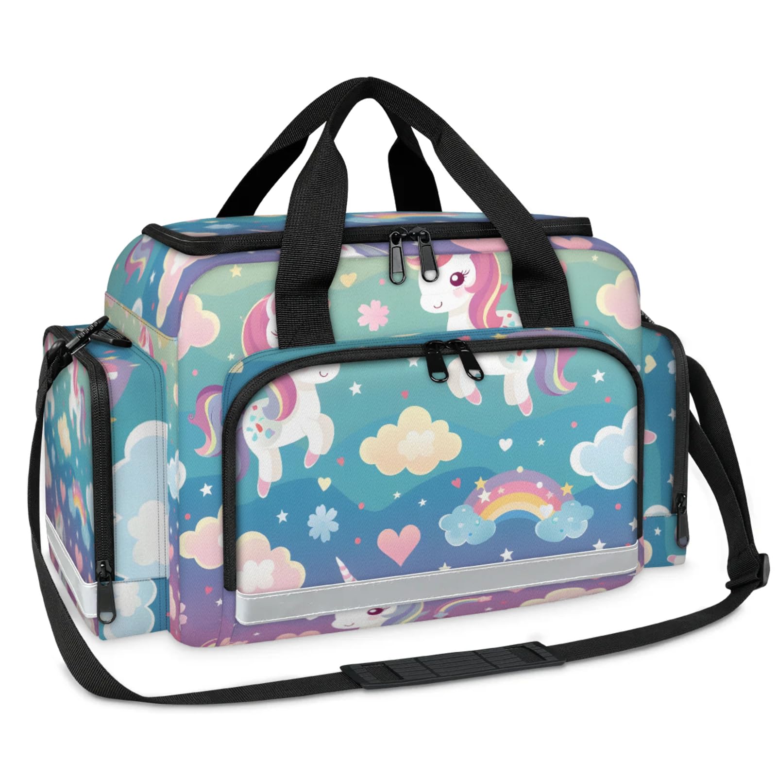 GzLeyigou First Aid Bags Empty, Rainbow Unicorns Emergency Bag First Aid Kit Multiple Compartment Kit Carrier On Call Trauma Bag For Paramedics Emergency Medical Supplies Kit