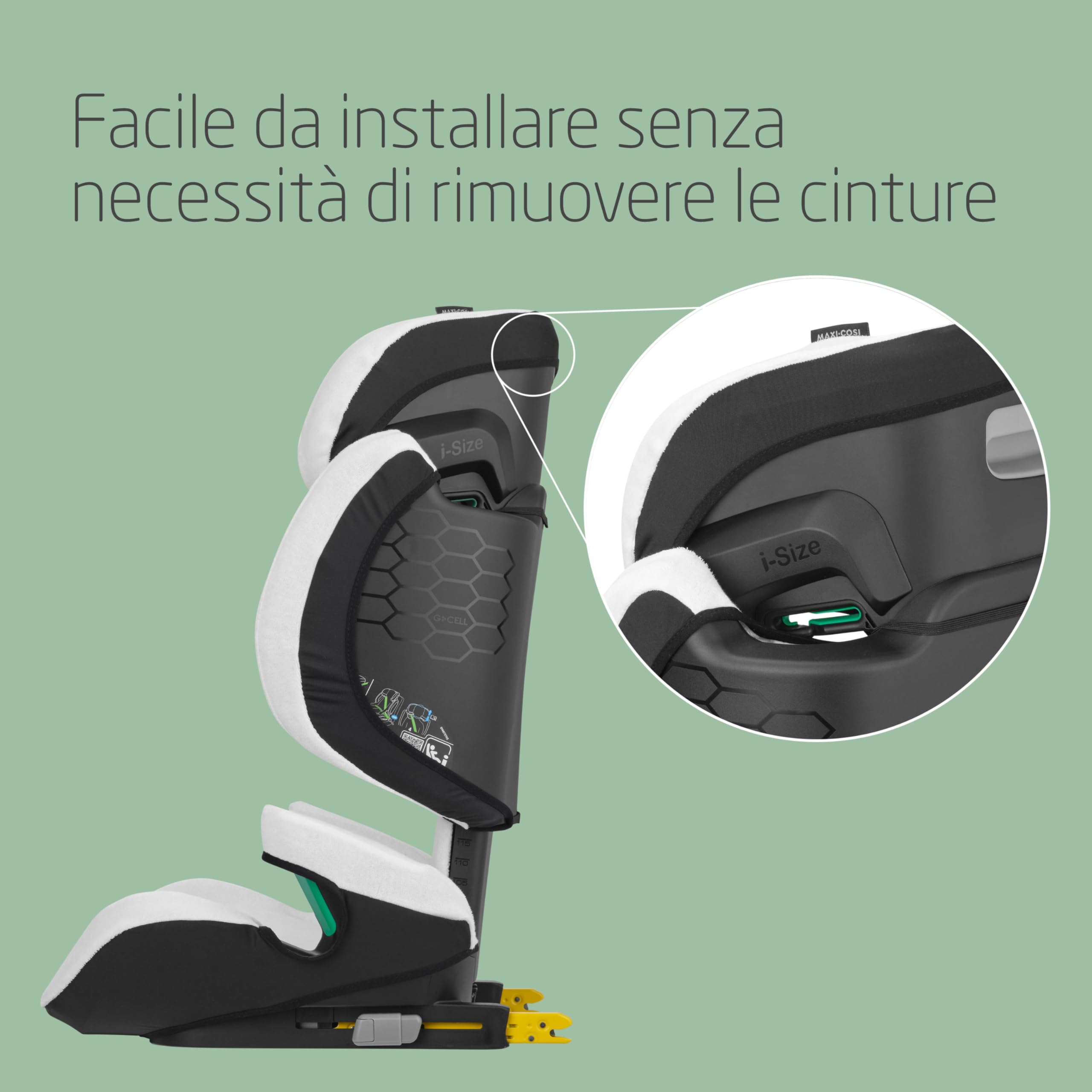 Maxi-Cosi Rivestimento Seggiolino Auto in Cotone Organico per RodiFix M i-Size/RodiFix R i-Size, Copri Seggiolino per Bambini, Morbido e Traspirante, Lavabile in Lavatrice, Natural White