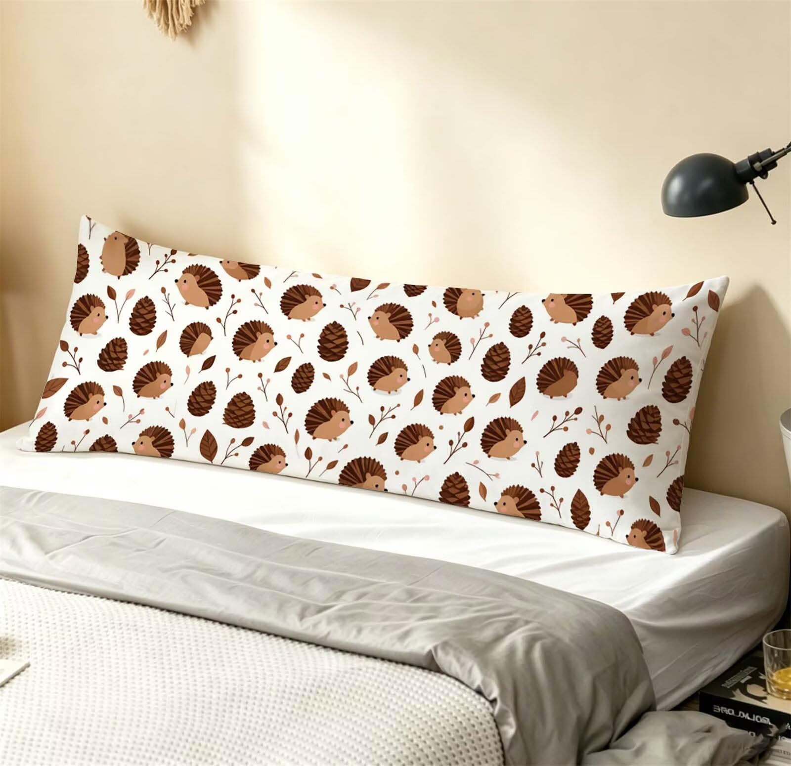 Fodera Cuscino 55 x 160 cm, Marrone-2 Velluto Copricuscini Letto, | con Invisibile Cerniera, Morbida e Traspirante, per biancheria da letto, divano, hotel, chi dorme sul fianco Riccio j-63