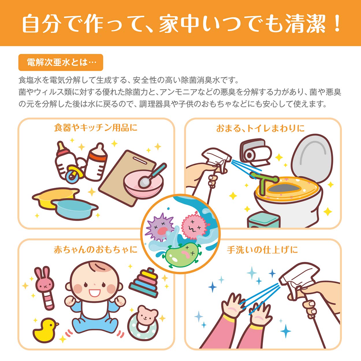 Amazon.co.jp: az-Line ベビースマイル 電解次亜水メーカー ハイパー