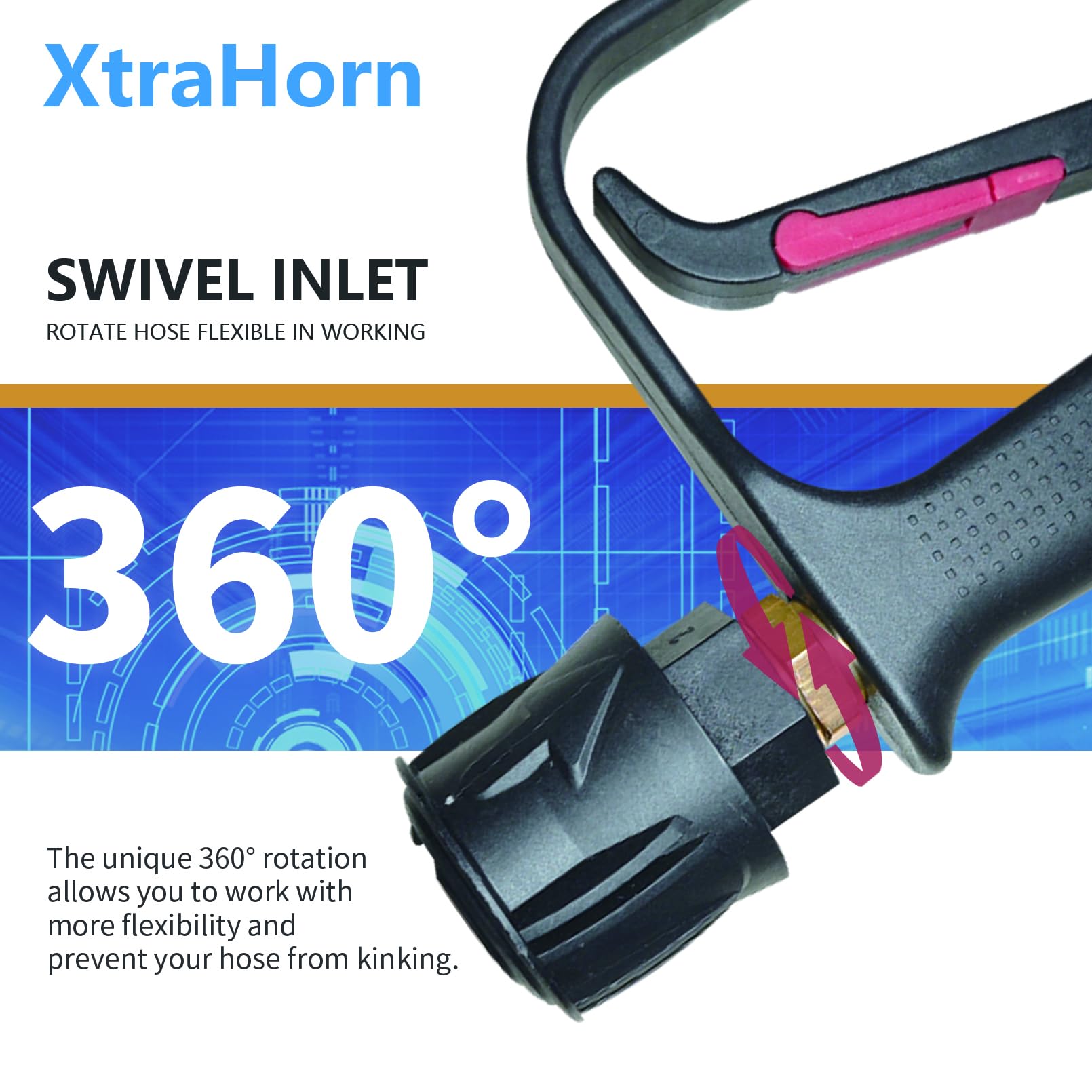 Pistolet do myjki ciśnieniowej 4000PSI z przyłączem wlotowym ID M22-14 mm, zawiera szybkie złącze obsługuje systemy serii Karcher K - pistolet wyzwalający do automatycznego czyszczenia Cechy