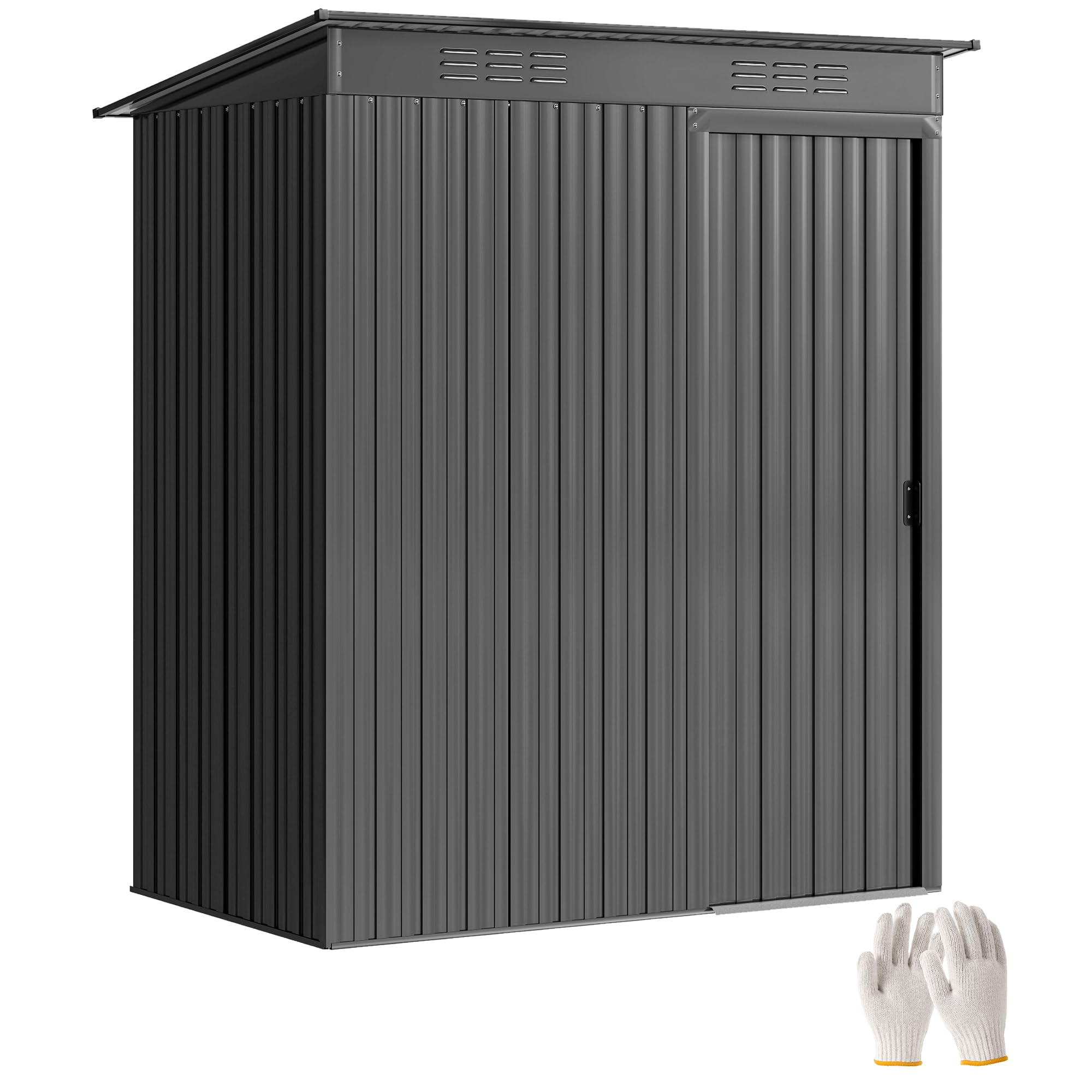 Outsunny Casetta da Giardino 1.37m² Metallo Porta Attrezzi 159x106x181 cm Grigio Scuro