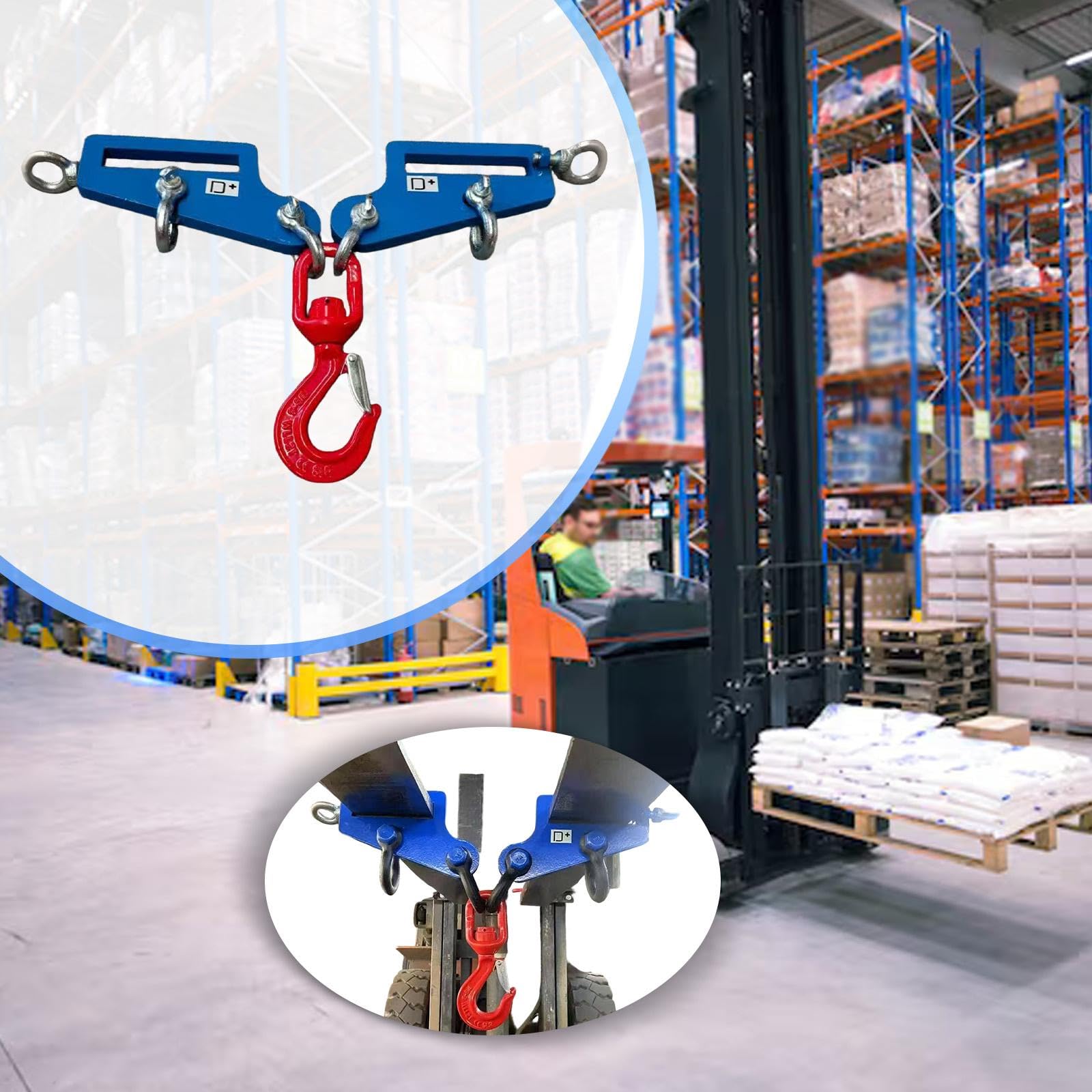 Sharplace Gancio di sollevamento per carrello con gancio e fori laterali, sostituzione dell'attacco per carrelli elevatori, gru mobile per garage,