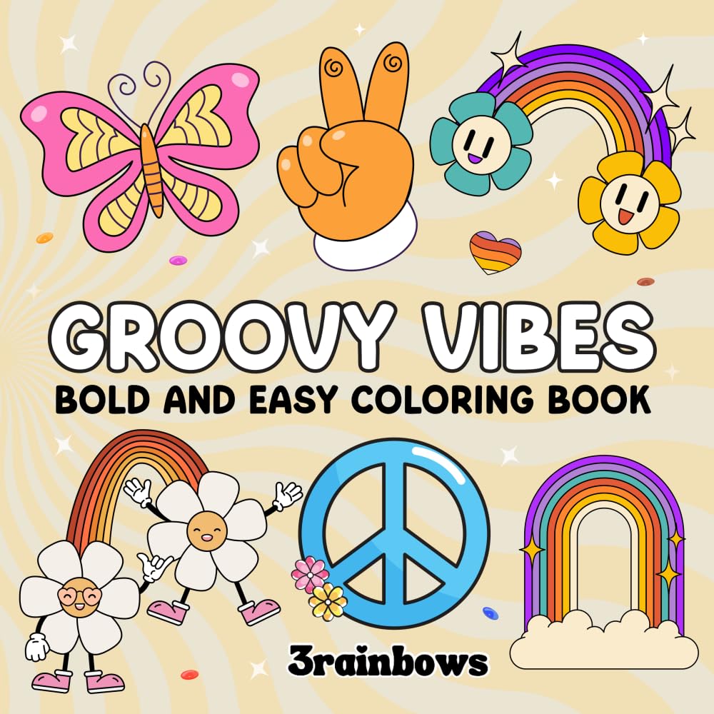 Groovy Vibes: Bold & Easy Coloring Book