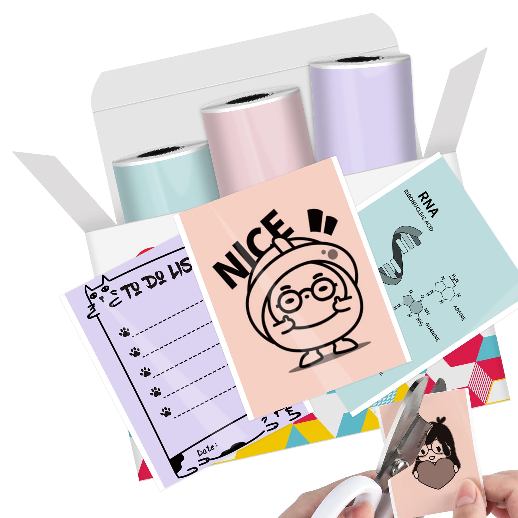 Phomemo Printer Paper for Sticker Printer, Thermal Paper for Inkless ...