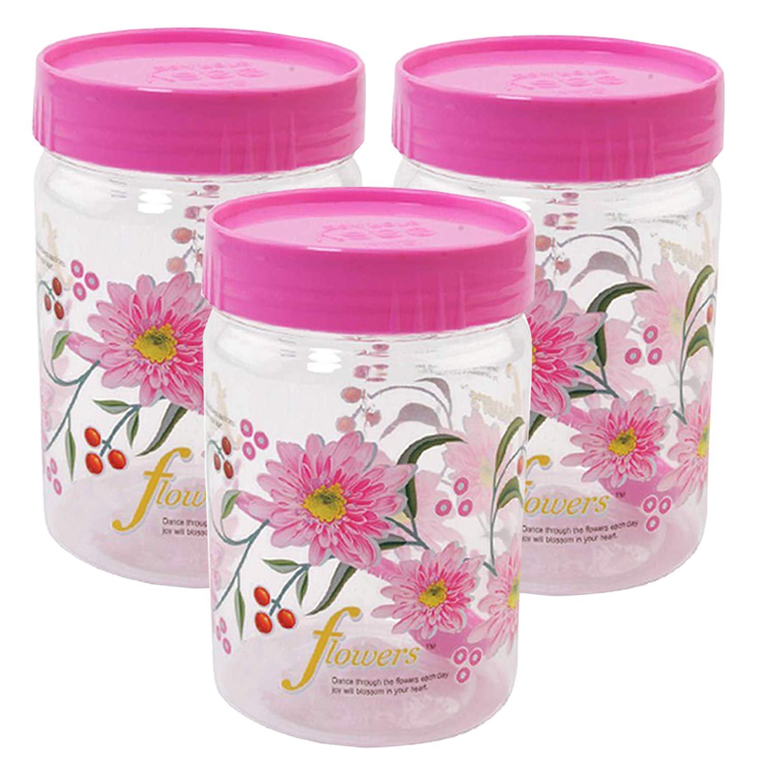 Kuber Industries 3 Piece Plastic Container Set, 500ml, Pink, Standard (CTKTC0099)