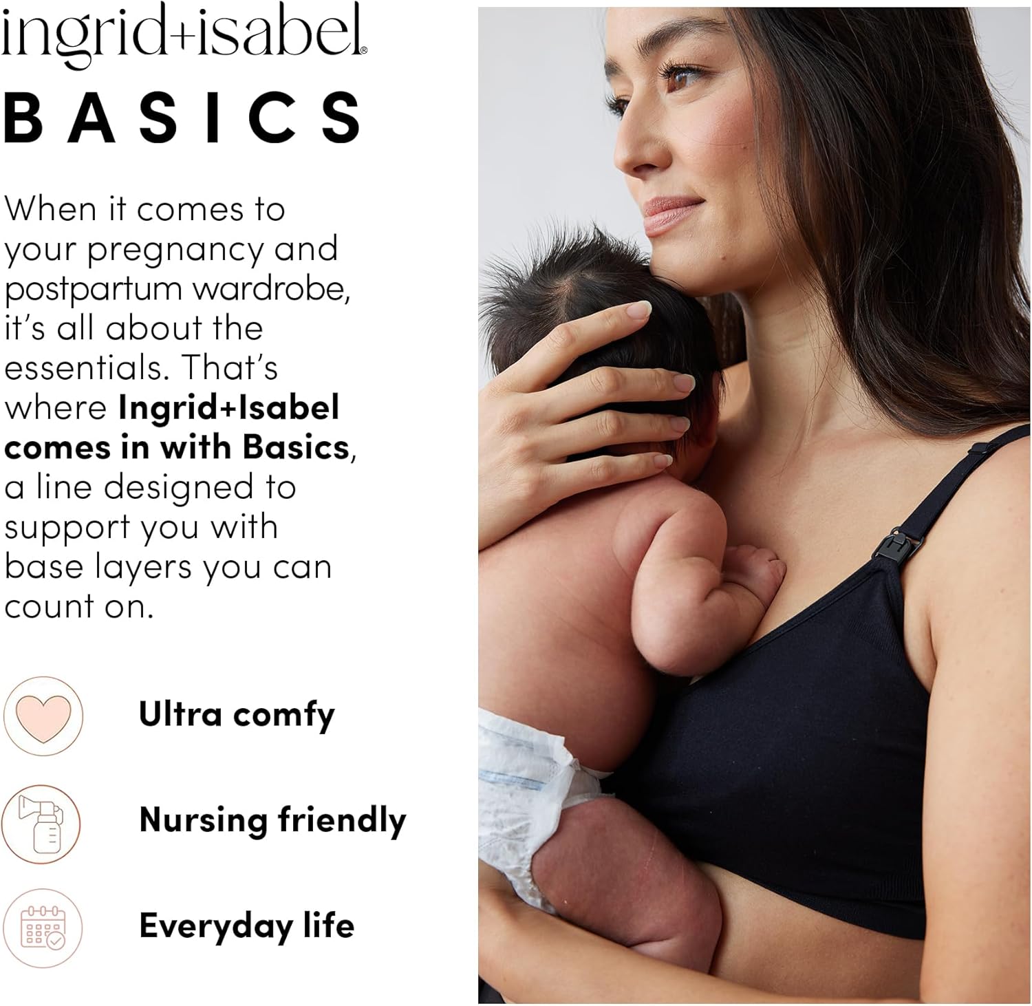 Ingrid & Isabel | Basics Nursing and Pumping Bra | Comfortable Breast Pump Bra Hands Free - Image 6