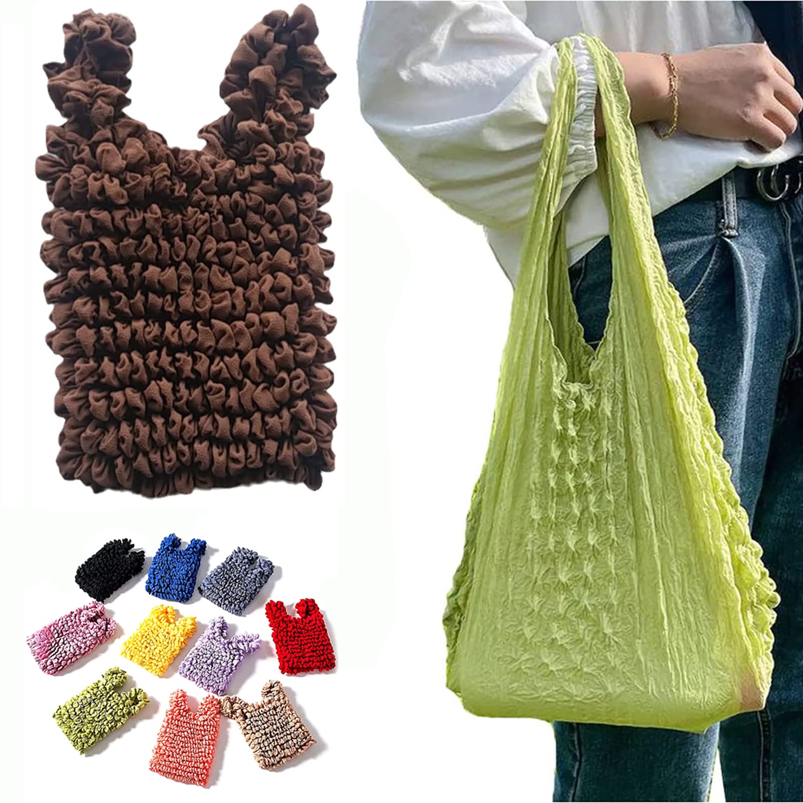 40g Foldable Magic Stretch Bag Portable Shopping Bag Expansion Flexible Handheld Mini Bag, Stretch Fold Bag - Reusable Grocery Bags, coffee