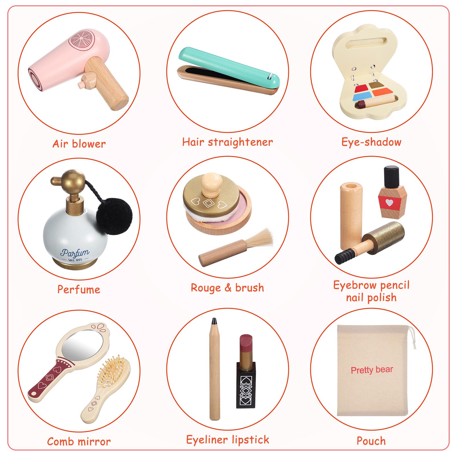 Set di Trucco Finto in Legno, Makeup Toys per Bambini | Trucco Giocattolo, Decorazioni Scuola, Set di Trucchi Giocattolo, Playtime e Birthday