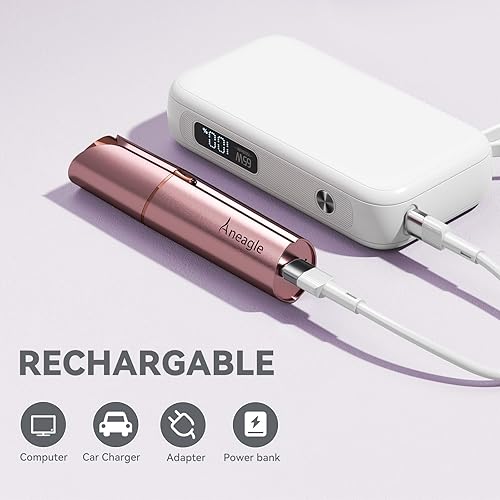 Miniatura 5 de Removedor de vello facial para mujeres, afeitadora de cabello sin dolor recargable con luz LED, maquinilla de afeitar eléctrica impecable para la