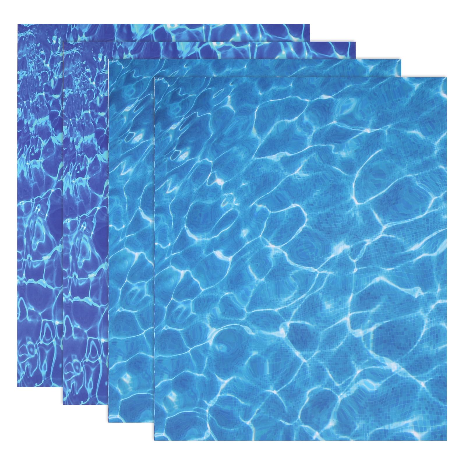 sourcing map 4 Pcs Ripple Water Sticker, Self Adhesive Artificial Water Wave Effect Stickers 11.69"x8.27" Dollhouse Wallpaper Sheets for DIY Dollhouse, Miniature Landscape, Dark Blue,Light Blue