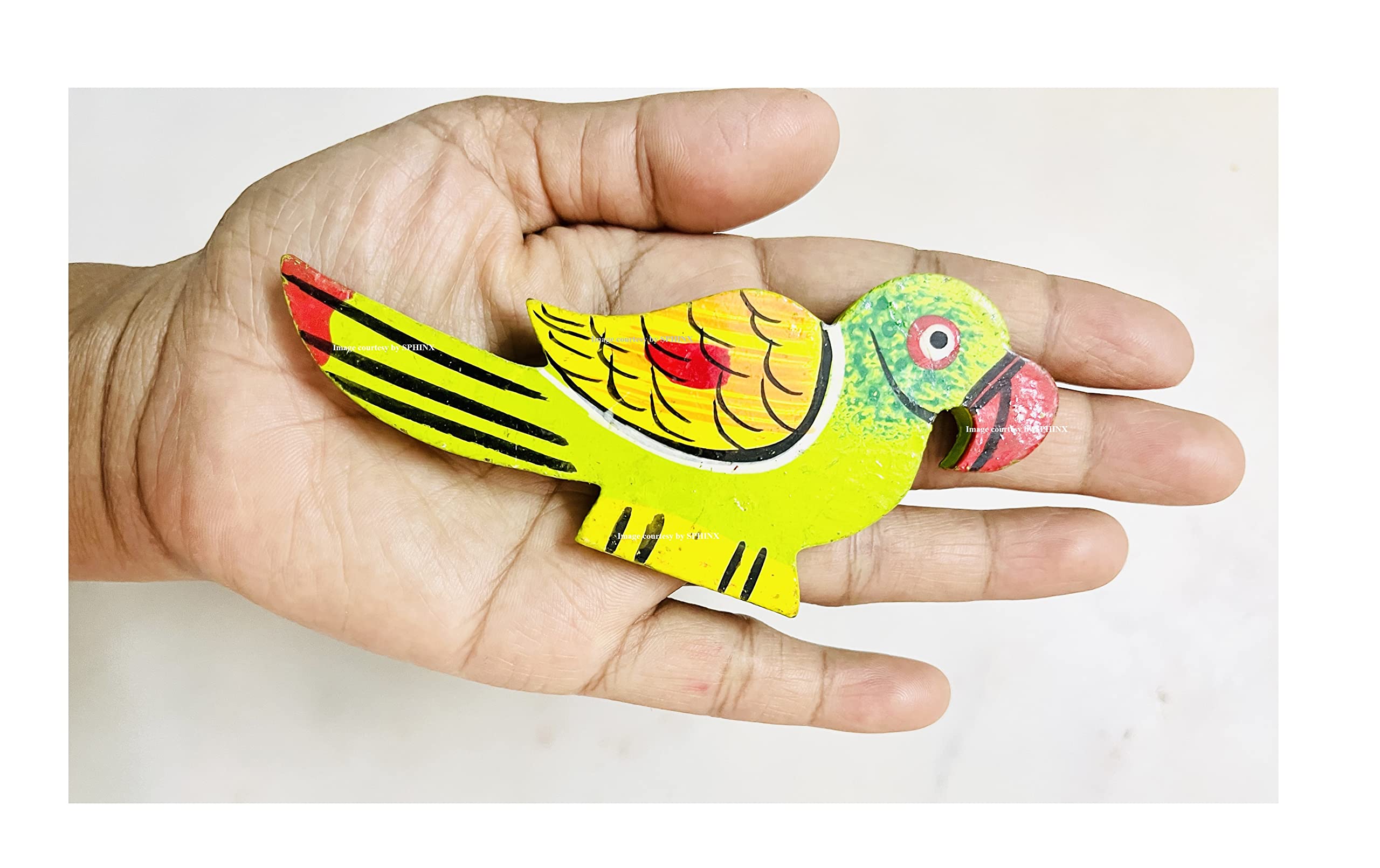 SPHINX Loose Wooden Parrots Beads for D-I-Y Crafts, wall Door latkans Making for Home Decoration Entrance Main gate Decor - (10 Pieces, Approx 5 x 10 cms (Big))