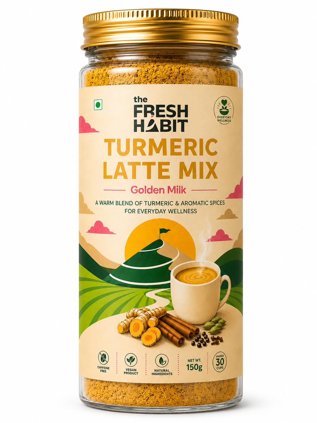 the FRESH HABIT Turmeric Latte Mix Golden Milk 150g | Caffeine Free, Vegan Product, Makes 30 Cups-picture-11