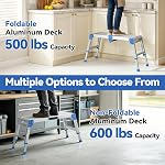 Loyoda Work Platform 500 Lbs, Foldind Step Stool with One-Touch Automatic Fold, 4 Height Adjustment Step Platform, Perfect for RV Cleaning, Home Painting and Reaching High Places, Larger Blue