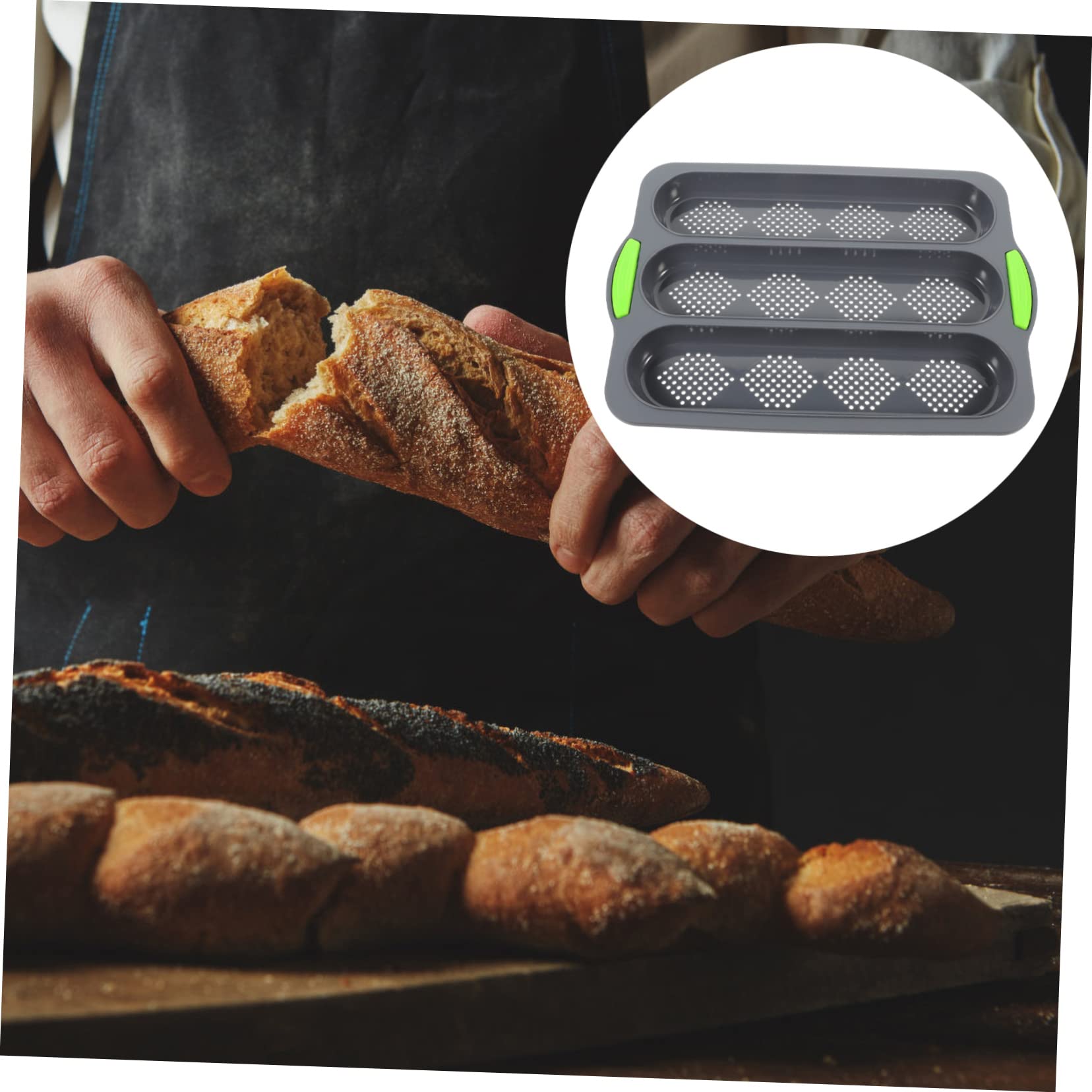 CIYODO Silicone No-stick Baking Mould Slot Tray for Homemade French Bread Deep Kitchen Tool for Even Heat Distribution and Easy Cleaning