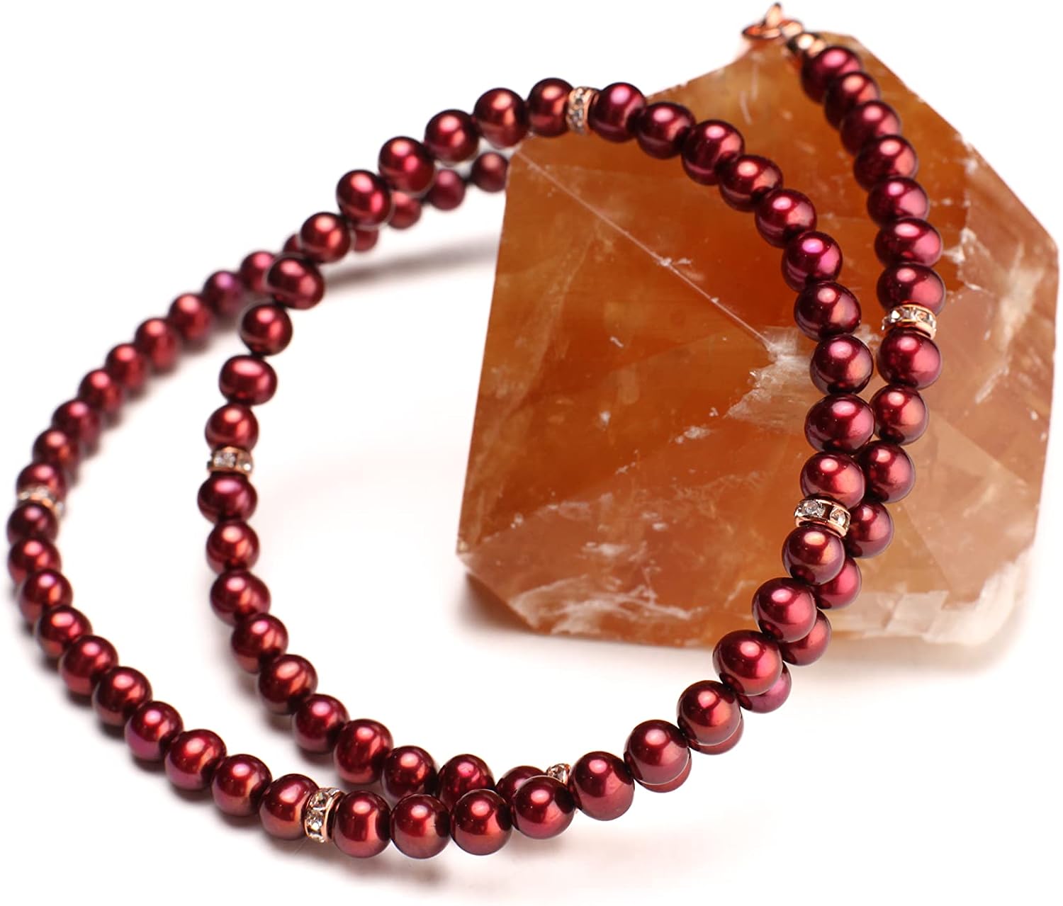 Natural Freshwater Raspberry Red 5mm Potato Round high luster Pearl Rose Gold Necklace, Choker, Layering, Minimalist Natural Pearl Gift