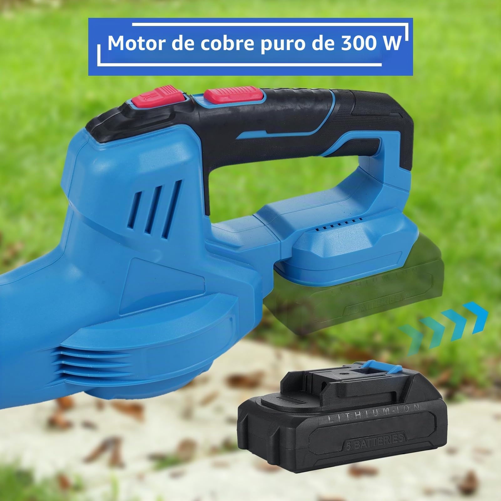 20V Soplador de Hojas Inalámbrico, 300W Soplador de Hojas Eléctrico de Mano de 150 MPH con batería de 2*2000mAh, Soplador de Hojas a Batería para retirada de nieve, polvo y hojas caídas, etc