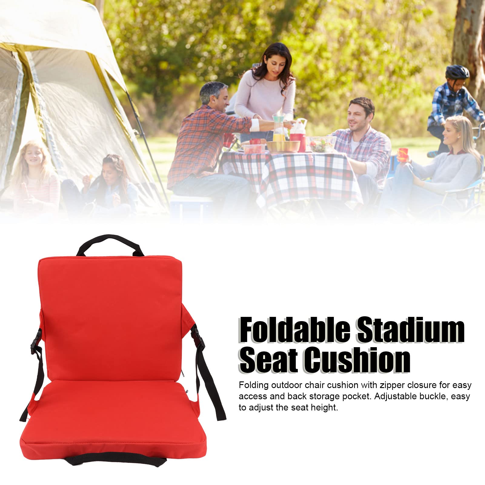 YYQTGG Portable Outdoor Chair Cushion with Adjustable Buckle, Foldable Stadium Seat Cushion for Sports Events, Outing, Travelling, Hiking, Fishing