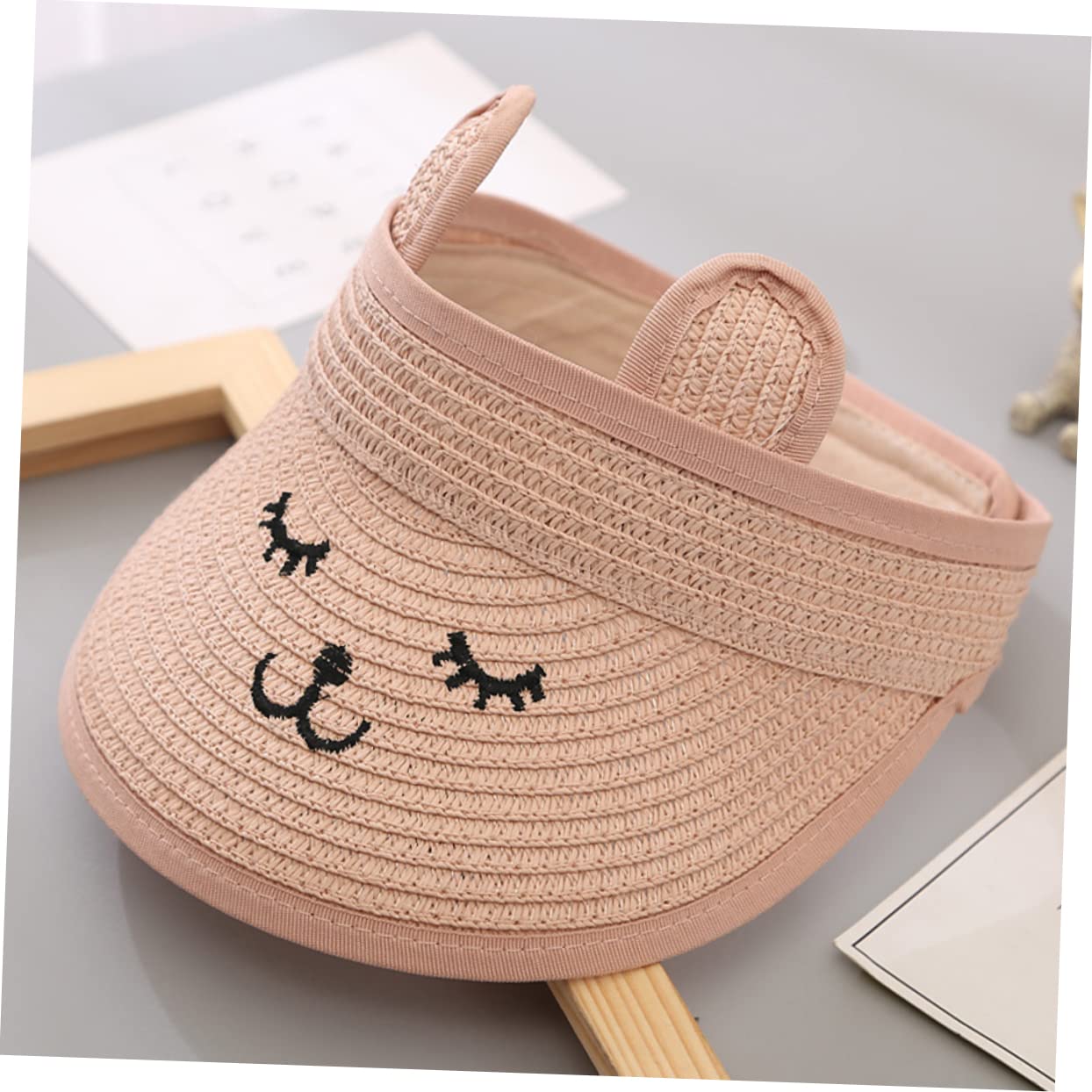 BESPORTBLE 5 Pezzi Cilindro Vuoto strenne Natale Cappello Sole Cappellino Visiera Tappi Piscina Spiaggia Visiera Parasole UV Protezione Alette Parasole per Donna Visiere per Donna Papiro Rosa