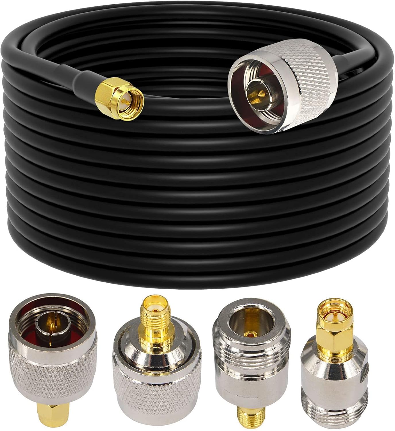 SMA to N Adapter Kit 4 Type & Low Loss RG58 N Male to SMA Male Antenna 49.2FT RF Coaxial Cable and Two-Way Radio Applications Pure Copper 50 ohm Cable : Electronics