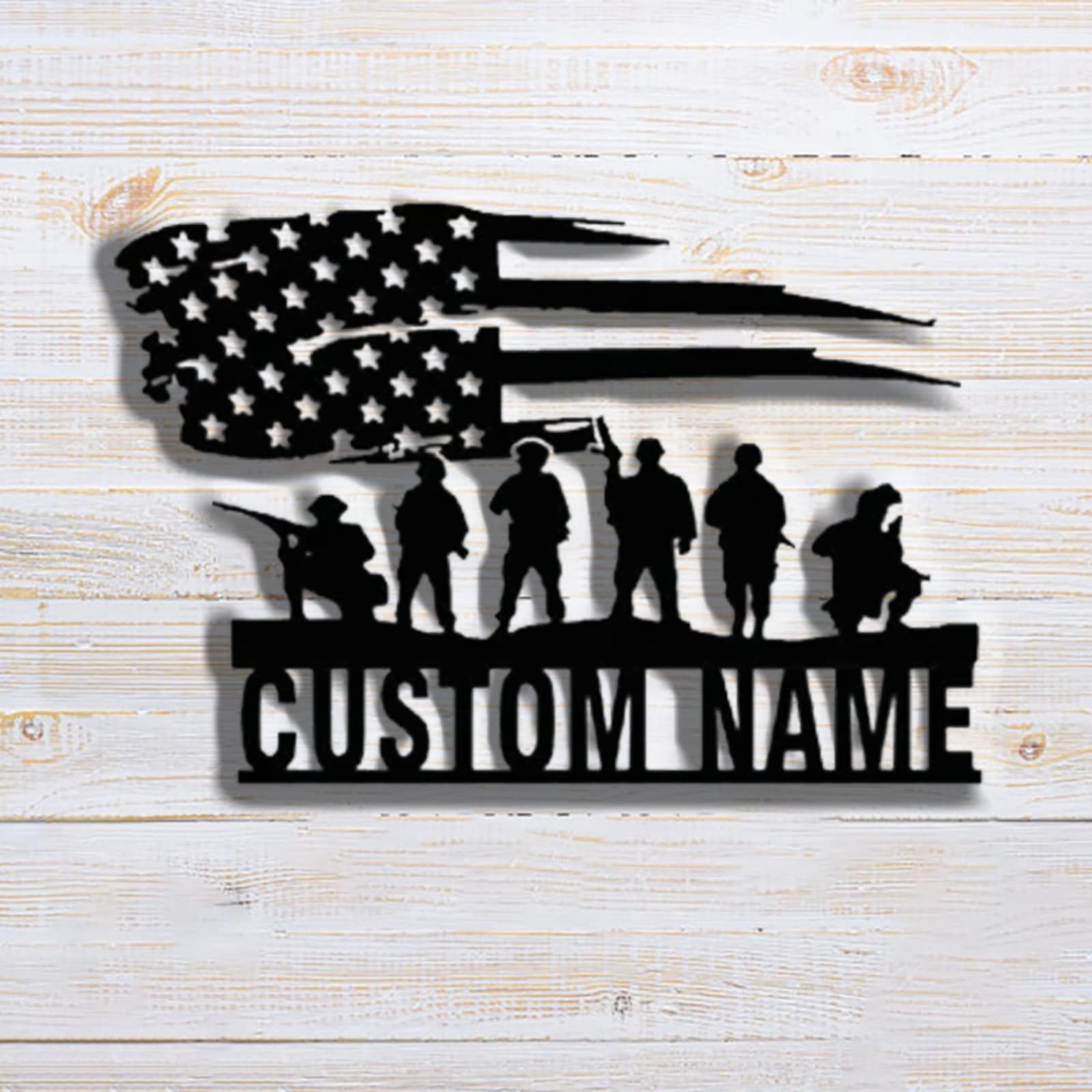 CUSTOM us Soldier Metal Sign, Soldier Mility Metal Wall Art, USA Flag Sign, Personalized Army Name Sign, 4th of July Decor, Valentines Day Gifts for Him Monogram Wall,