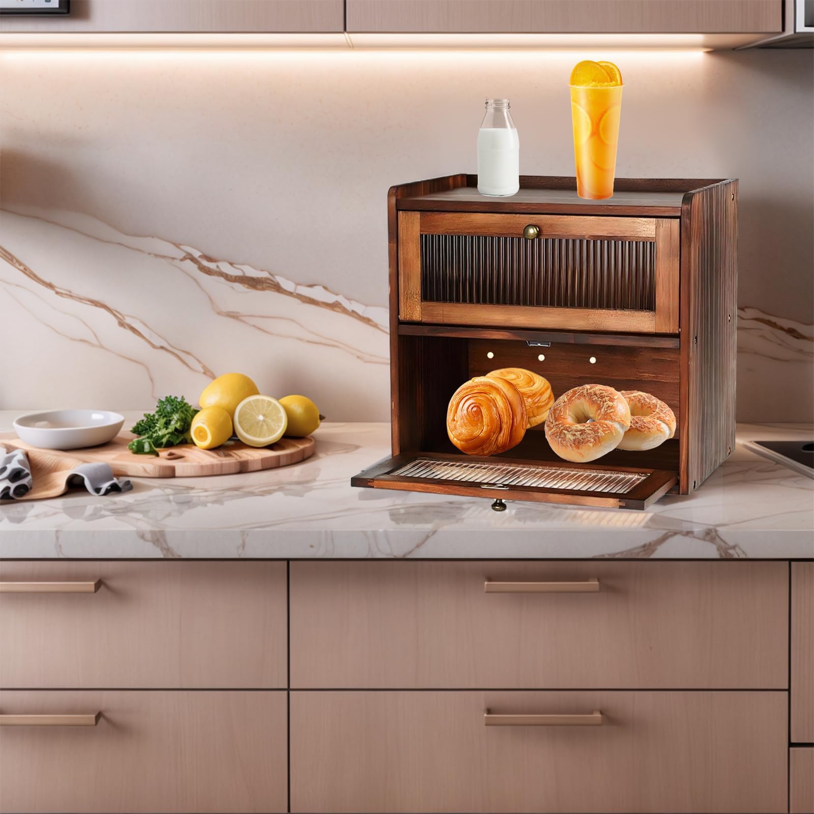 Scatola per il pane in legno fatta a mano, contenitore per il