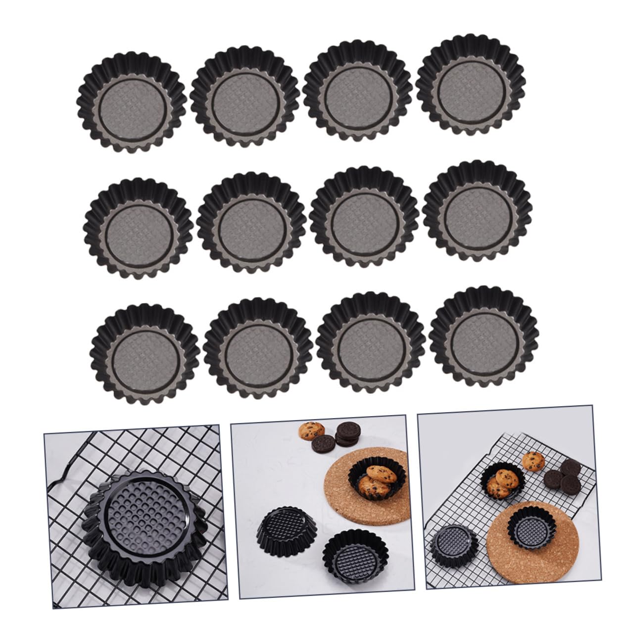 Amosfun Molde Para Tartas De Acero Al Carbono 12 Unidades Antiadherente Fácil De Lavar Y Para Hornear En Familia