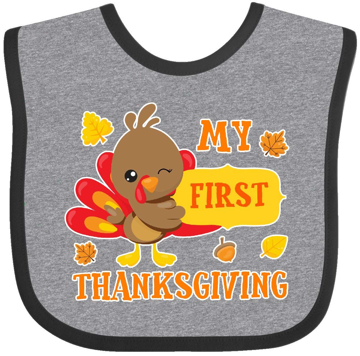 inktasticMy First Thanksgiving with Turkey and Leaves Baby Bib