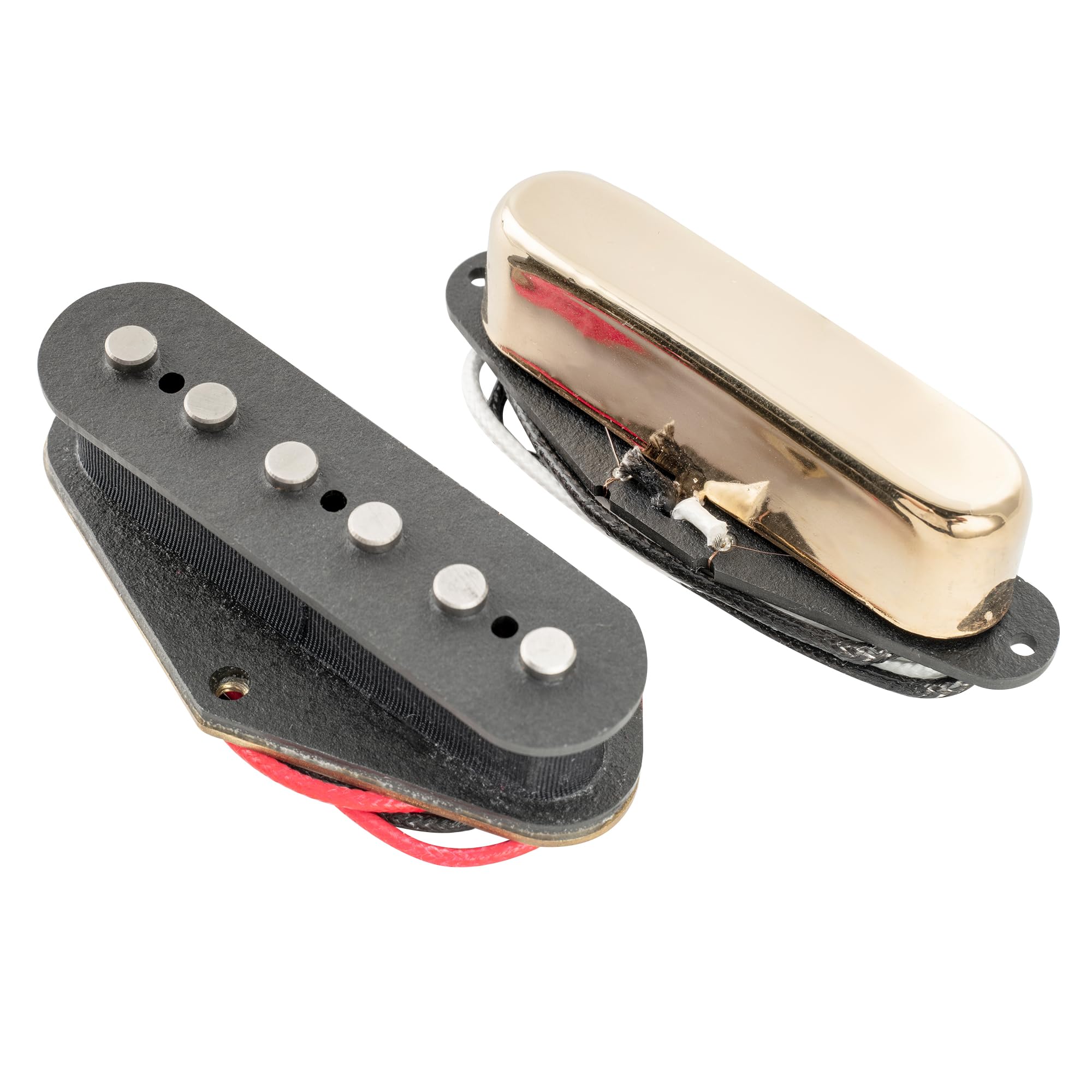 Artec TFA40 Alnico 5 Pastillas Telecaster Pickups Set para Guitarra Eléctrica tipo Tele, Dorado/Negro(Set de 2)