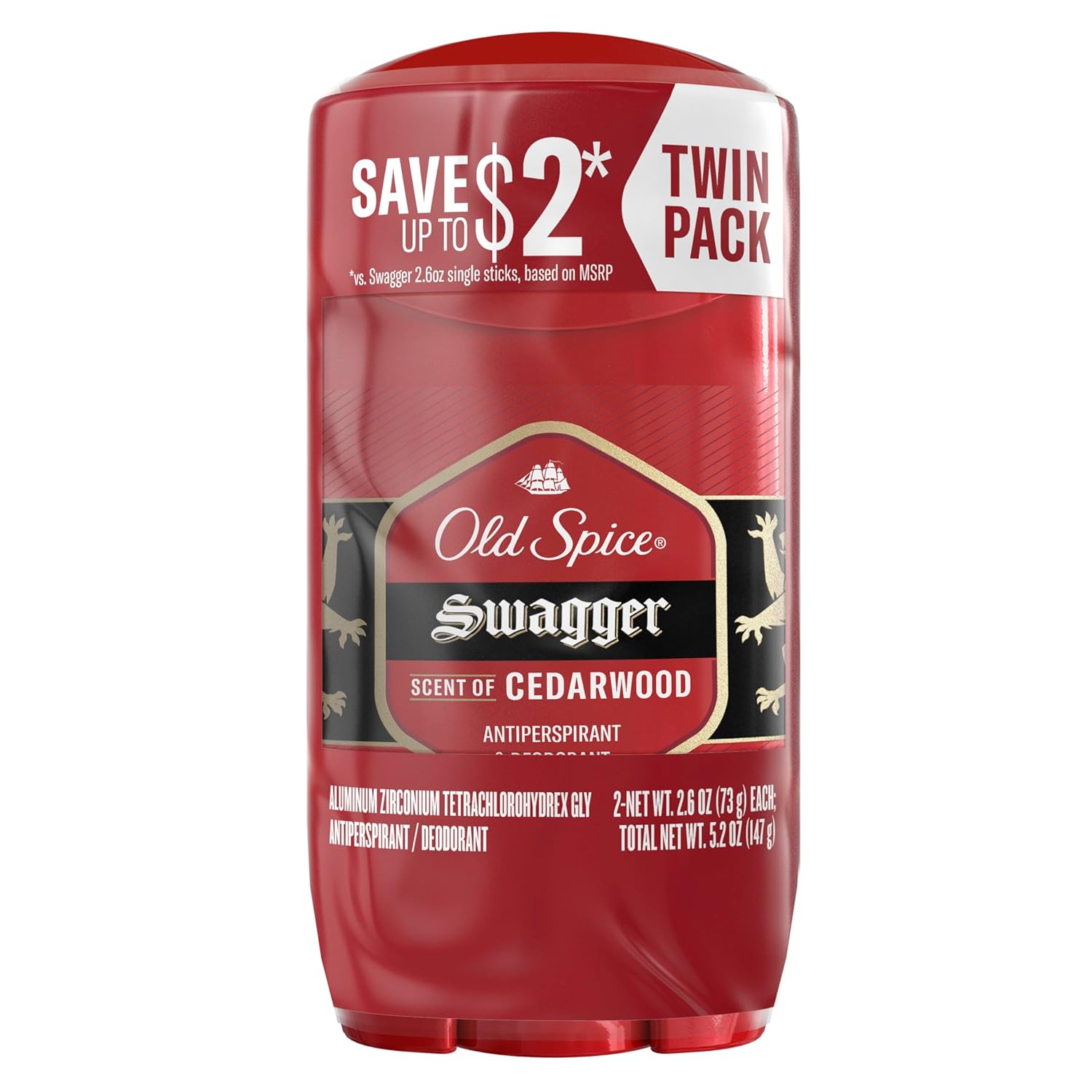 Old Spice Antiperspirant Deodorant for Men, 24/7 Sweat & Odor Protection, 24/7 Lasting Freshness, Invisible Solid, Swagger with Cedarwood Scent, 2.6 oz (Pack of 2) Old Spice Antiperspirant Deodorant for Men, 24/7 Sweat & Odor Protection, 24/7 Lasting Freshness, Invisible Solid, Swagger with Cedarwood Scent, 2.6 oz (Pack of 2)