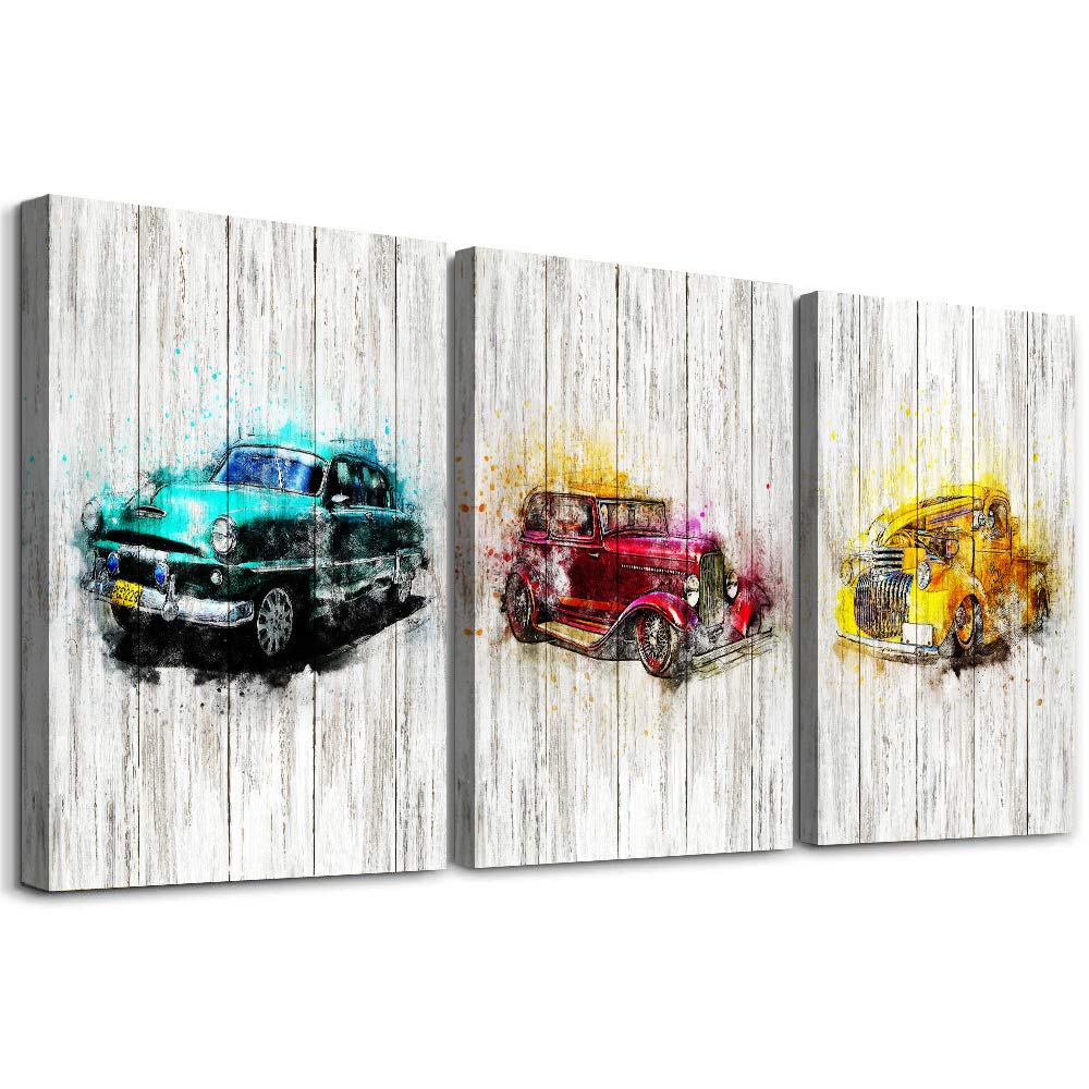 3 Piece Framed Canvas Wall Art For Living Room Family Bathroom Wall Decor Modern Kitchen Bedroom Wall Decoration Abstract Watercolor Painting Creative Car Inspiration Pictures Artwork For Home Walls