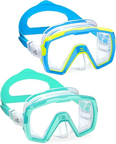Freela Gafas de natación para niños con cubierta de nariz para 6 a 16 años, paquete de 2 máscaras de natación de visión amplia, antiniebla, sin
