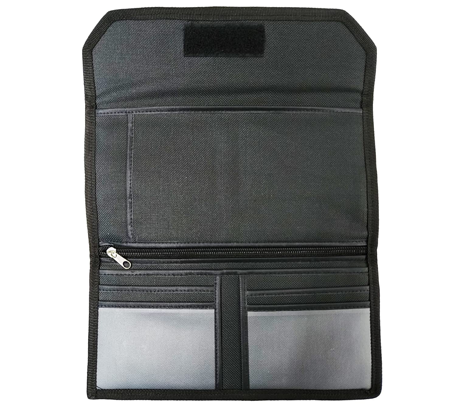 XUUG Matt Black Multiple Cheque Book Holder | Original Nylon Holds Upto 8 Cheque Books, Locker Key, Photo Slots, Credit/Debit Card Slots with Zipper.