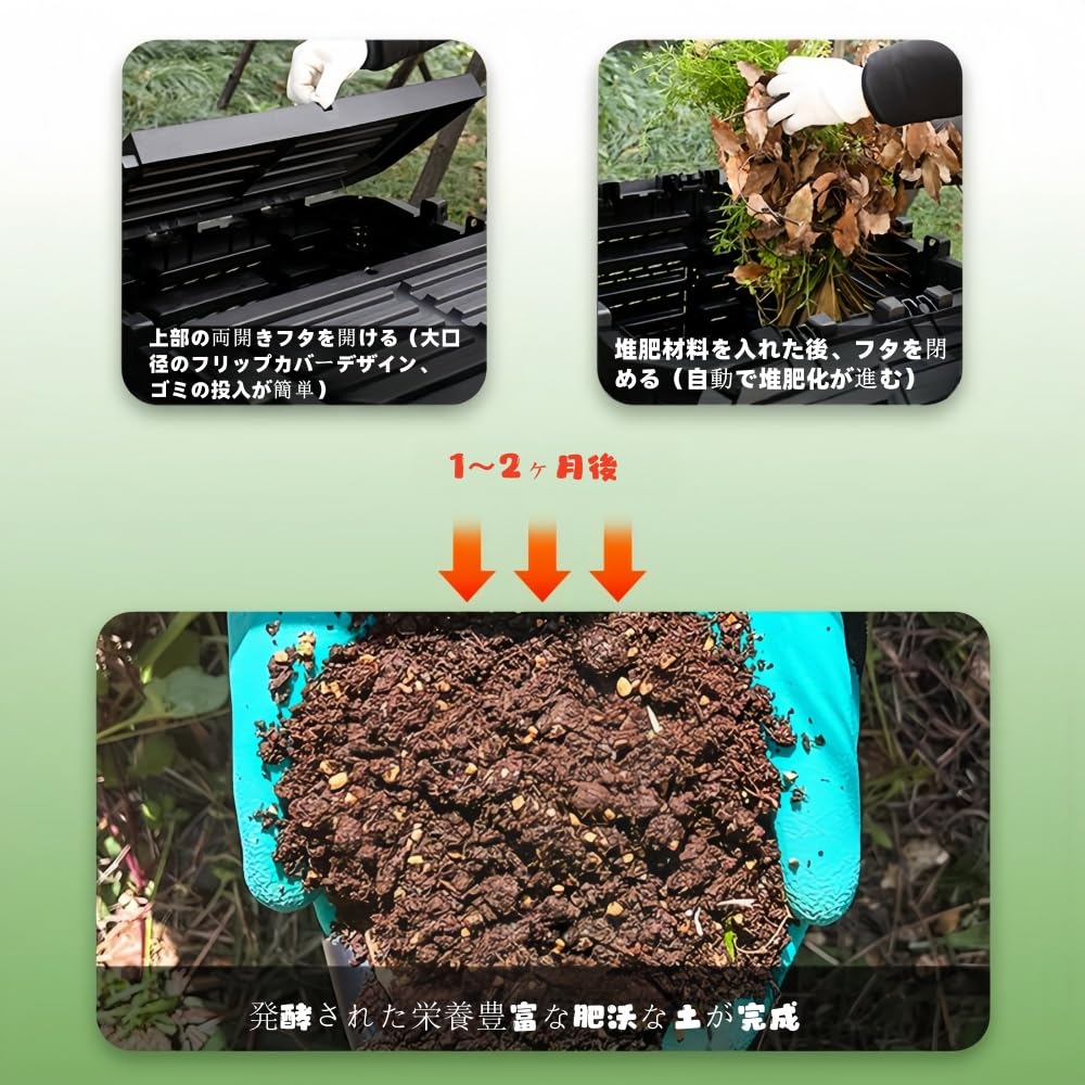Amazon.co.jp: Kirnuoコンポスト 屋外 大型 家庭用 落ち葉処理 耐久性 