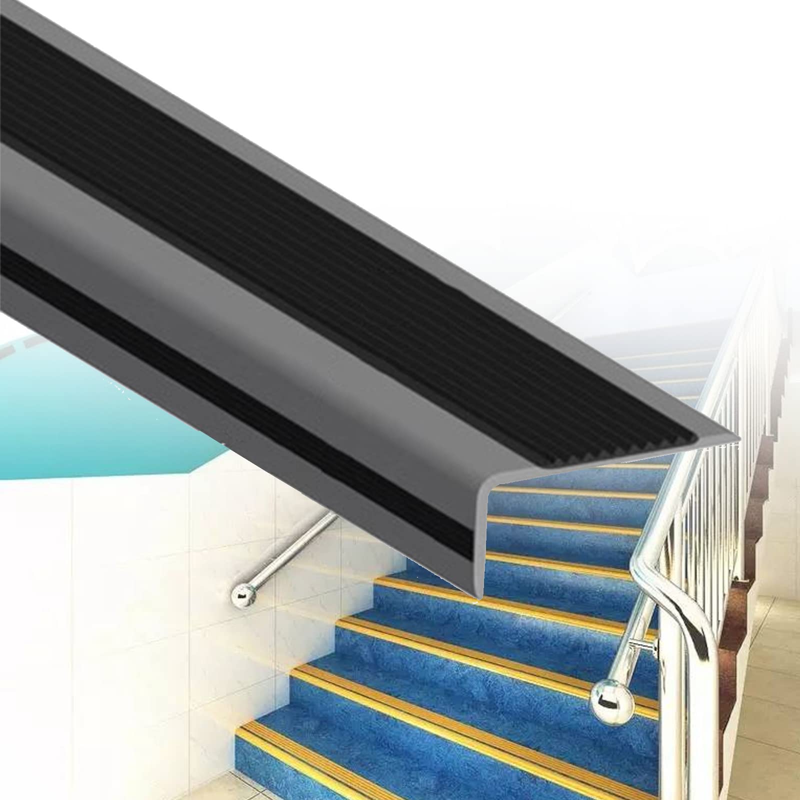 Tiras autoadhesivas para protección contra rayos UV L-S, antideslizantes e impermeables, color gris y negro, 700 cm, ideal para interiores y exteriores