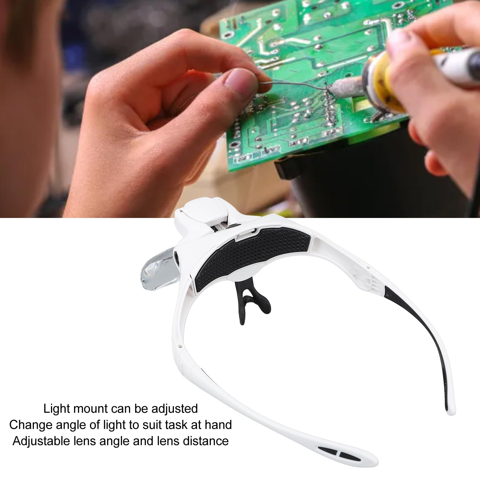 Lunettes à élargissement LED Réglables, Longerons de Bandeau Rechargeables avec Objectifs Interchangeables, pour la Production de Bijoux et Le Bâtiment des Modèles