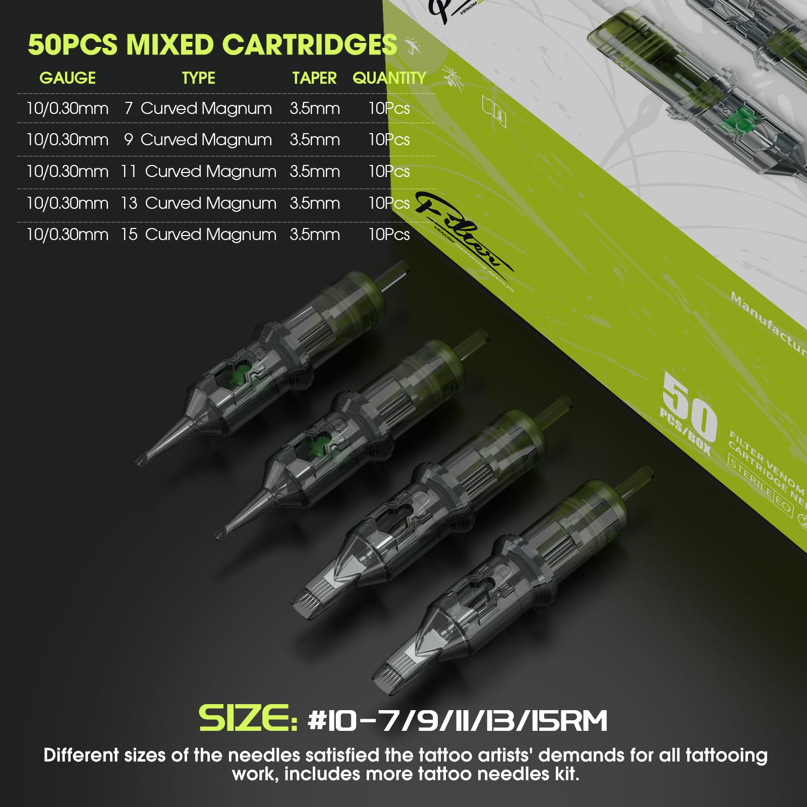 EZ Tattoo Cartridge Needles Assorted - Image 3