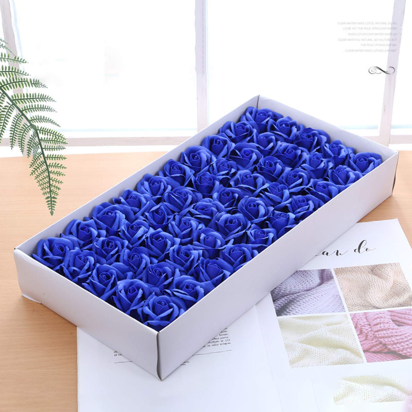 50 pièces Fleur de Savon Rose Artificielle à 3 Couches, Cadeau de décoration de Fleur parfumée pétale de Rose pour la Saint-Valentin, la fête des mères, Le Mariage, Noël