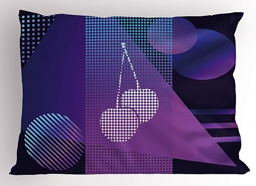 Miniatura 3 de Ambesonne Synthwave - Funda de almohada, diseño bicolor abstracto retro inspirado en los años 80, diseño de rayas onduladas, funda de almohada