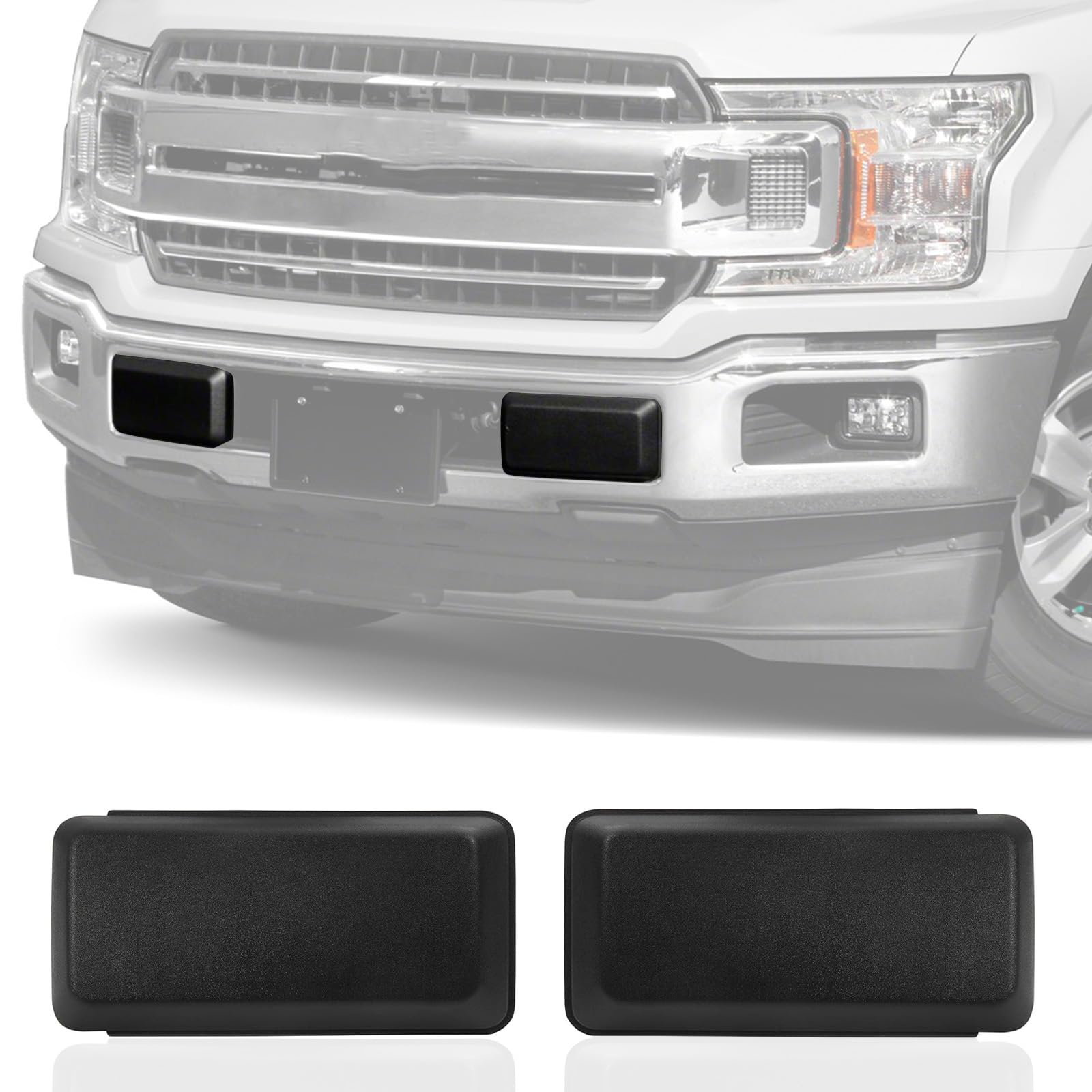 Generic Front Bumper Guards Pads Inserts Caps Bumper Cover Grille Lower Trim Panel Compatible with 2018-2020 Ford F150 Replacement JL3Z-17E810-AB JL3Z-17E811-AB (Left & Right Side), black