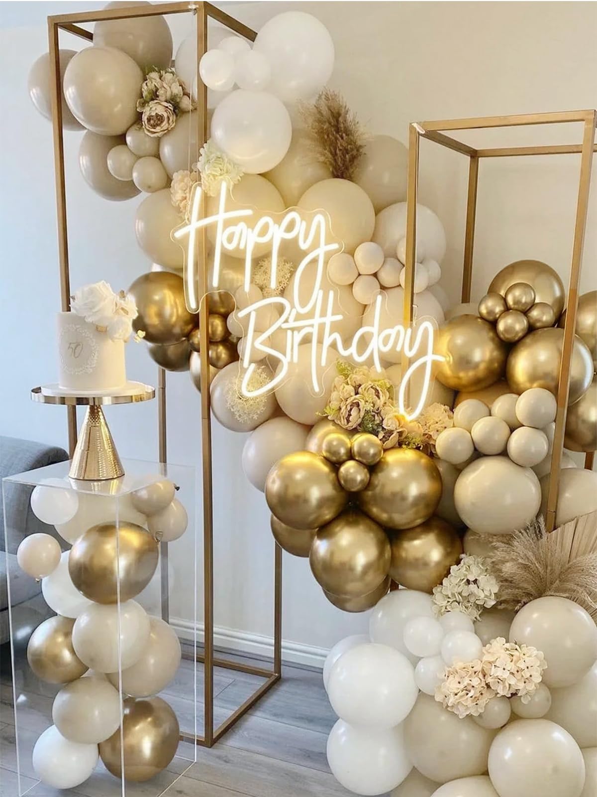 Boho Balloon Garland, 128PCS White Sand Balloons Arch Kit Beige Gold and White Nude Balloons for Bridal Shower Wedding Engagement Balloons Birthday Decorations Backdrop (Beige)