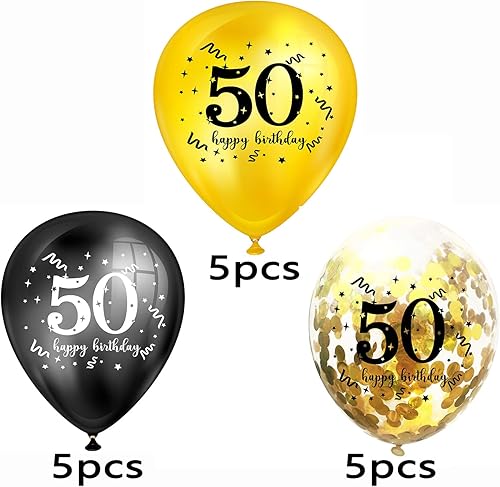 Miniatura 2 de Globos de fiesta de cumpleaños número 50 de 12 pulgadas, globos de 50 años, decoración de fiesta de cumpleaños temática de aniversario de 50 años