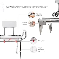 Vista 5 de Eagle Health Supplies Silla de ducha deslizante para montaje en bañera, banco de transferencia de bañera con asiento giratorio, apto para FSA/HSA