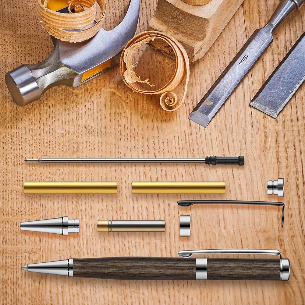 Juego de 30 bolígrafos de de madera para bricolaje, kit de bolígrafo giratorio con recambios para