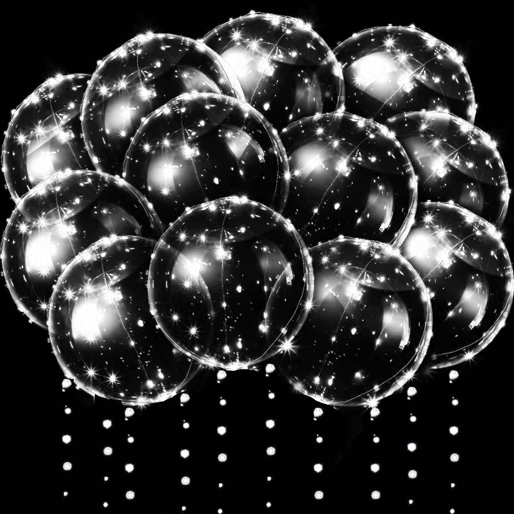 10 paquetes de globos LED, globos luminosos, globos luminosos, globos luminosos, globos LED de 24 pulgadas, globos de aire de cumpleaños con luz, cadenas de luces para cumpleaños, día de San Valentín,
